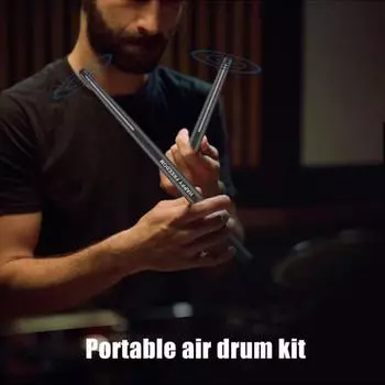 Виртуальная электронная барабанная установка Электрическая карманная пневматическая барабанная установка с барабанными палочками Педали Аудиоконвертер для взрослых Детей Новичков синий