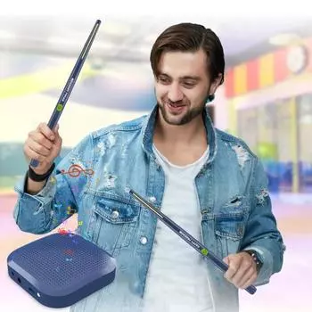 Виртуальная ударная установка Виртуальные электрические барабанные палочки Воздушные барабанные палочки Портативная легкая конструкция Воздушная ударная установка с технологией 3D Motion Sensing синий