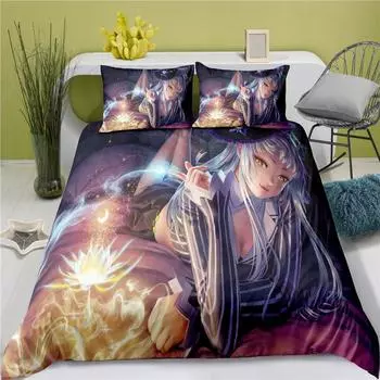 Виртуальный Youtuber Домашний Текстиль Пододеяльник Наволочка Три Части Четыре Части Комплект UK Single 135 * 200cm two-piece set (90g)