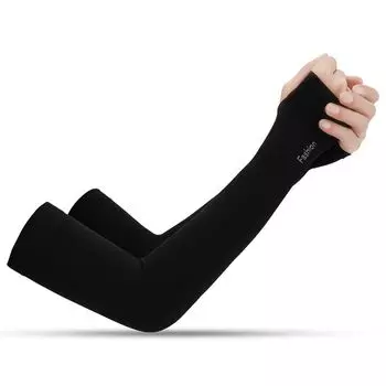 Viscose Fiber Sun-Protection Oversleeves Men and Women Summer Cycling Sleeves Outdoor Sports Arm Sleeve Sunshade Breathable Thin [Set of fingers] Black. One size