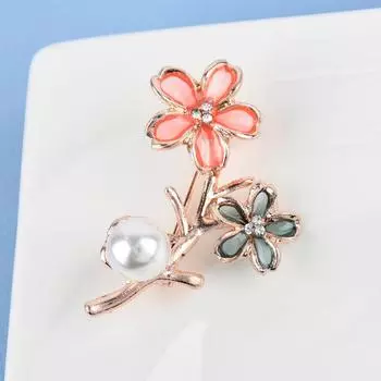 Вишневые цветки жемчужные броши для женщин элегантная модная булавка хрустальная брошь свадебные украшения