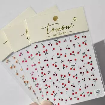 Вишневые наклейки для ногтей. Изготовление своими руками креативных декоративных наклеек. TA210