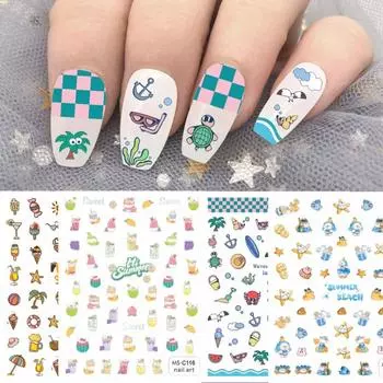 Вишневые самоклеящиеся наклейки для ногтей с рисунком украшения для ногтей наклейки для дизайна ногтей аксессуары для ногтей 8