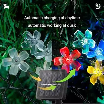 Вишневые солнечные гирлянды 200 светодиодов водонепроницаемые солнечные гирлянды 8 режимов декоративные огни для патио забор свадьба 882 5M 20LED теплый белый