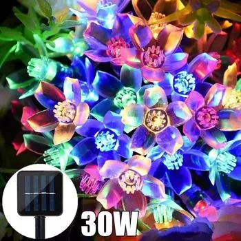 Вишневые солнечные гирлянды 50 светодиодов водонепроницаемые солнечные гирлянды 8 режимов декоративные огни для патио забор свадьба colour(5M 20LED)