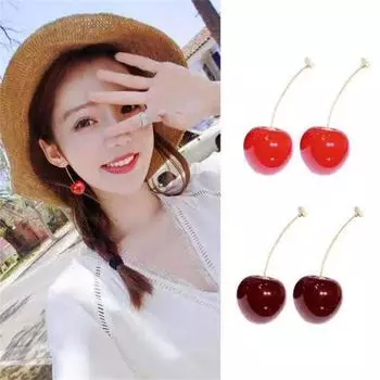 Вишневые висячие серьги для женщин корейский креативный дизайн темперамент личность ювелирные изделия подарок девушке Brincos