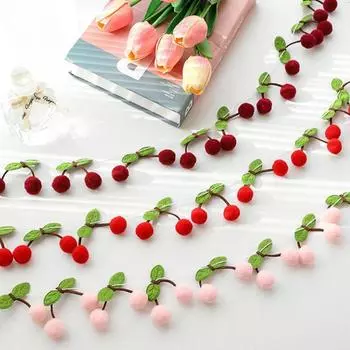 Вишневый фетровый шар ручной работы, гирлянда, веревка, настенные украшения, шар для волос, подвеска, детская комната, душ, вечеринка, пользу вино красного