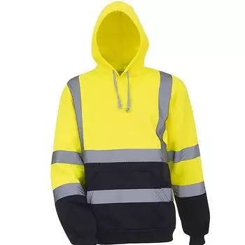Visibility High Mens Reflective Safety Sweatshirt Tops Work Hooded Coat Jacket M