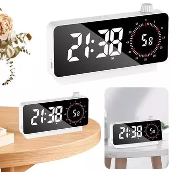 Visible Timer Night Mode Countdown Dual Display Timer Rechargeable Temperature Calendar Display Clock Desktop Clock Time Manager Black