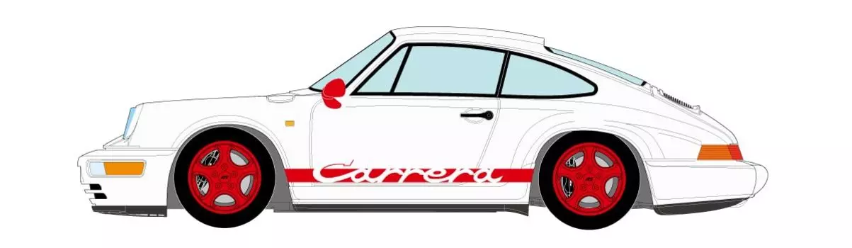 VISION Porsche 911 Carrera RS 1992 Stripe Готовый продукт 1/43 (964) Белый/Красный