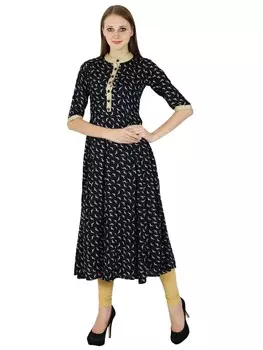 Вискоза Индийский Болливуд Курта Женщины Этническая Печатная Курти Повседневная Верхняя Туника 10