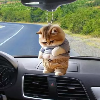 Висячее украшение в виде пузатой собаки, кошки, для дома, для дома, для рождественской елки, для автомобиля, зеркало заднего вида, 2D, акрил, большой живот, мультяшное животное, подвесное украшение A
