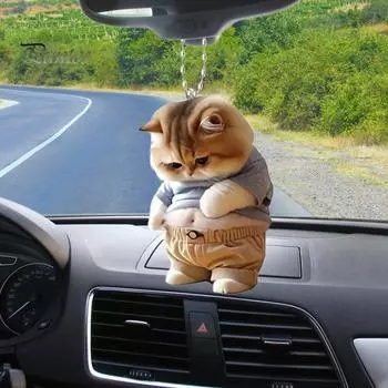 Висячее украшение в виде пузатой собаки, кошки, для дома, для дома, для рождественской елки, для автомобиля, зеркало заднего вида, 2D, акрил, большой живот, мультяшное животное, подвесное украшение A