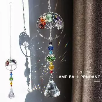Висячие хрустальные «Ловец солнца» Дерево жизни Каменные бусины Призма Кулон Декор для домашнего окна