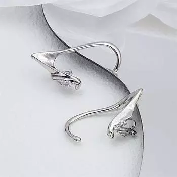 Висячие серьги-эльфы с бриллиантовой бахромой, изысканный дизайн, открывающие лицо, тонкие и без пирсинга ушей, серьги. серебряный