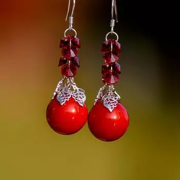 Висячие серьги с красной ракушкой и жемчугом, стерлинговое серебро 925 пробы, листья, модная элегантность для женщин, модные ювелирные изделия, подарок