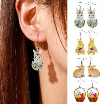 Висячие серьги с принтом, нежные узоры, очаровательное мультяшное украшение для пирсинга, тонкое мастерство, акрил A