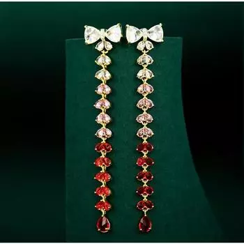 Висячие серьги с завязками и кисточками, блестящие массивные серьги с кубическим цирконием, подарки на день рождения, женские модные украшения фиолетовый