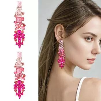 Висячие серьги со стразами для женщин, эффектные вечерние ювелирные аксессуары белый