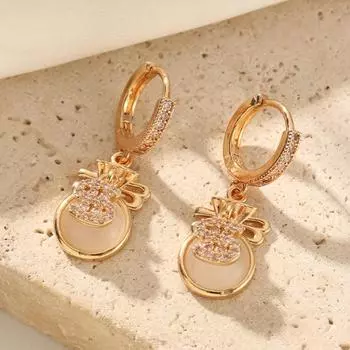 Висячие серьги в форме мешочков с деньгами для женщин 2025 Новая мода Золотые серьги-капли с кубическим цирконием Свадебные ювелирные аксессуары для вечеринок золотой