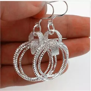 Висячие шпильки, подарочные ювелирные серьги, серьги-капли, обручальные серьги, женские свадебные серьги 24*49mm серебряный