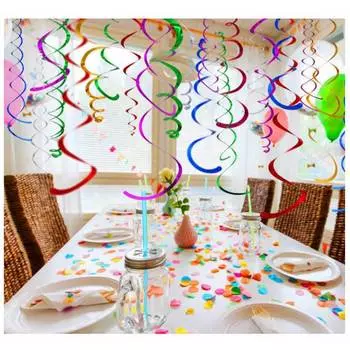 Висячие спиральные потолочные принадлежности Свадебные 6 шт. украшения для вечеринки, дня рождения, подвеска с завитками 70cm красный