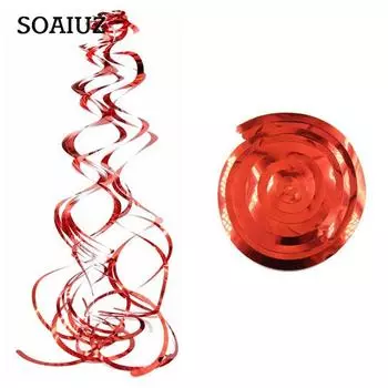 Висячие спиральные потолочные принадлежности Свадебные 6 шт. украшения для вечеринки, дня рождения, подвеска с завитками 70cm красный