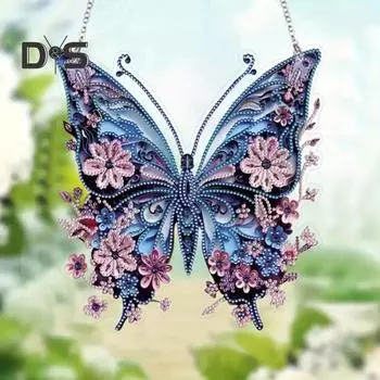 Висячие стразы-бабочки, живопись с сверлильными инструментами, красочные стразы, животные, 5D, полная дрель, сделай сам, поделки, стразы, художественный рисунок, украшения жёлтый