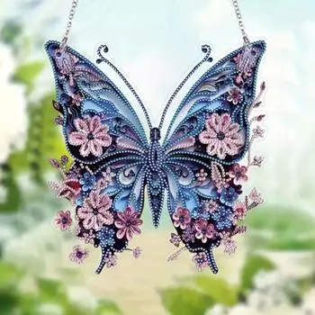 Висячие стразы-бабочки, живопись с сверлильными инструментами, красочные стразы, животные, 5D, полная дрель, сделай сам, поделки, стразы, художественный рисунок, украшения жёлтый