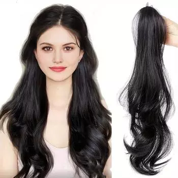 Висячие уши, голова принцессы, маленький зажим, волнистый завитой конский хвост, ультра легкий натуральный пушистый синтетический парик для повседневного ношения