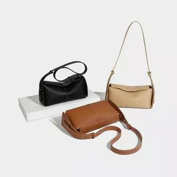 Висячие уши женские 2024 осень и зима новый высококачественный нишевый дизайн карнизы кроссбоди пригородные портативные модные сумки чёрный