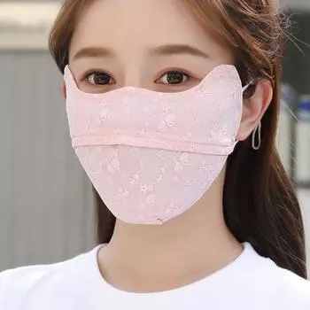 Висячие ушные вкладыши кружева для женщин однотонный цвет лица шарф ледяной шелковый маска солнцезащитная маска розовый