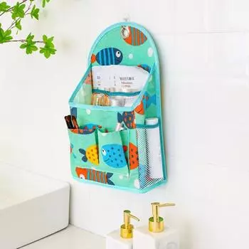 Висячий карман, тонкая работа, водонепроницаемый хлопок, лен, милый узор, напечатанная дверь за сумкой для дома синий