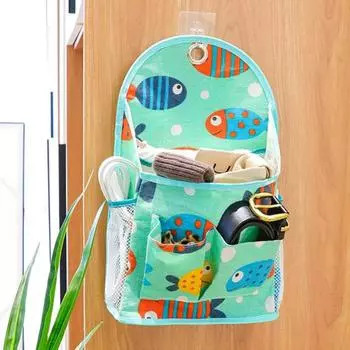 Висячий карман, тонкая работа, водонепроницаемый хлопок, лен, милый узор, напечатанная дверь за сумкой для дома синий