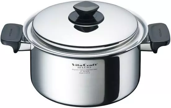 Vita Craft Deep Type Double Handed Pot IH Compatible Stainless Steel with Lid 10 Year Warranty Made in the USA Hekisupply 6125 Silver Deep Type 4.0L серебряный