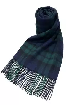 Vita Natur Wool Шерстяной палантин из смеси кашемира, большой размер x клетчатый узор [Vita Natur] 95% 5% (190см 60см) (Черный Дозор)