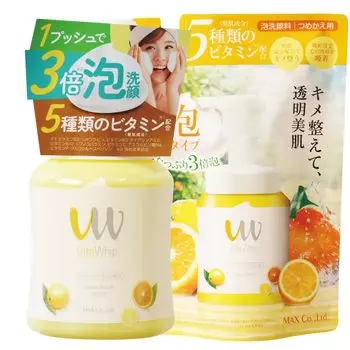 Vita Whip Foaming Face Wash 300 мл 250 мл Refill Set Увлажняющие ингредиенты Ниацинамид Щедрая 3x пена Содержит 5 видов витаминов Masatsuless