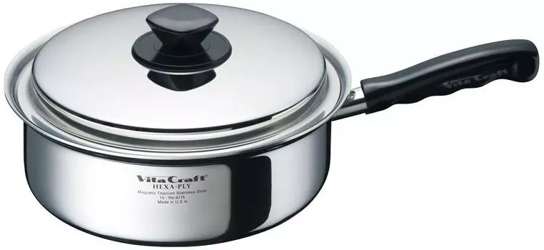 Vitacraft Single Pot IH Compatible Stainless Steel with Lid 10 Year Warranty Hekisupply Made in the USA 6115 Silver 2.9L серебряный