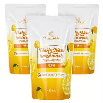 Vitahalo Daily New Hand Wash Lemon Scent Refill, 450ml, 3 units