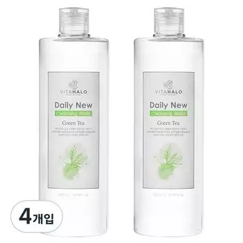 Vitahalo Daily New Jeju Green Tea Очищающая вода, 500 мл, 4 упаковки
