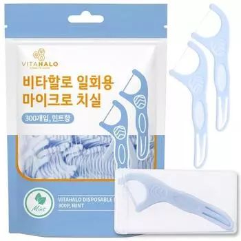 Vitahalo Disposable Micro Mint Floss 300p + чехол для переноски в комплекте, 300 шт., 2 шт.