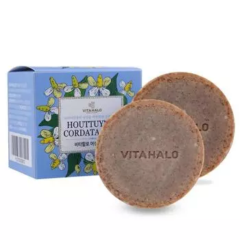 Мыло Vitahalo Houttuynia cordata 100 г 2 упаковки + сетка для мыла, 1 набор