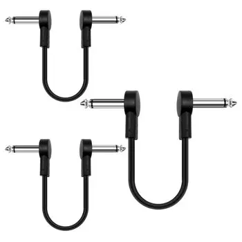 VitalBloom Patch Cable 16 см плоский соединительный кабель для гитарного эффектора черный (3шт)
