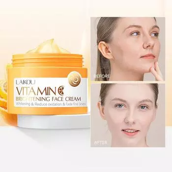 Витамин С для лица Крем Пигменты Удаление темных пятен Укрепляющий Осветляющий Крем для лица Средства по уходу за кожей Красота Здоровье оранжевый