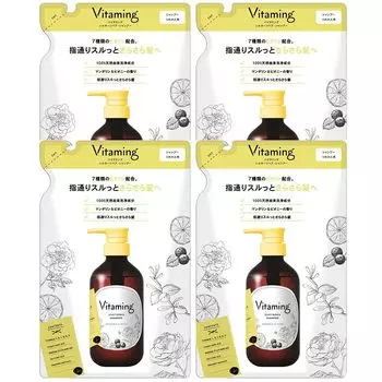 Vitamining Silky Repair Shampoo V1 Refill 400ml Mandarin Peony Scent Set of 4 [Bulk Purchase] &