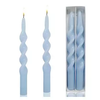 Витая коническая свеча светло-голубого цвета, спиральные подсвечники, 10 дюймов, без запаха, набор свечей ручной работы для праздничного стола, свадьбы, вечеринки, Рождества, украшения дома 9.8 INCH