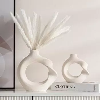 Витая ваза Скандинавская керамическая цветочная композиция Пампасная трава Гостиная Интерьер Домашний декор Предметы Офис