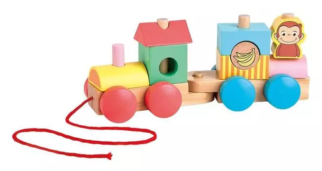Vitheart Curious George Деревянный поезд Tsumiki VG11