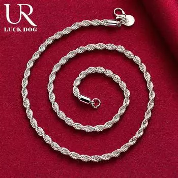 Витое ожерелье из стерлингового серебра 925 пробы, модные свадебные украшения 40CM