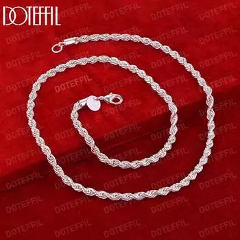 Витое ожерелье из стерлингового серебра 925 пробы, модные свадебные украшения 40CM